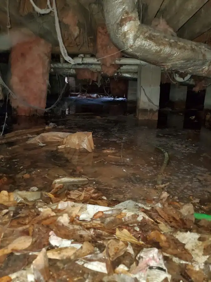 Crawl space flood assessment for Commercial Water Damage Restoration in Huntley